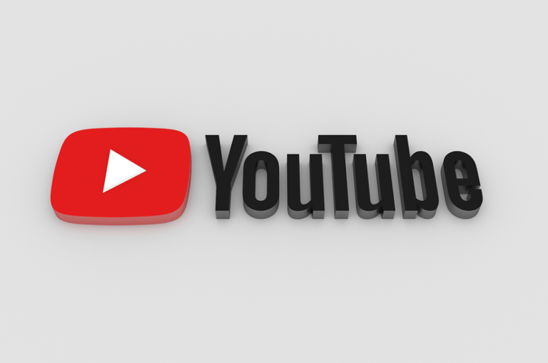 YouTube logo in 3D with off-white background