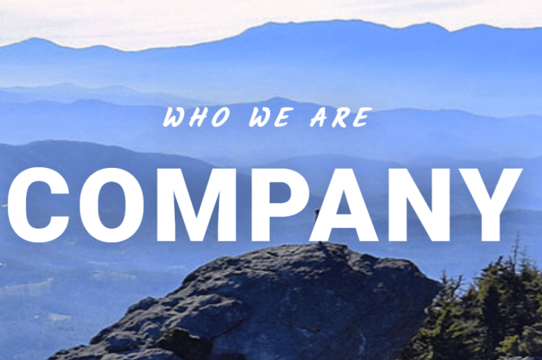 Elevation Ten Thousand company banner on ‘About Us’ landing page featuring blue mountain ranges