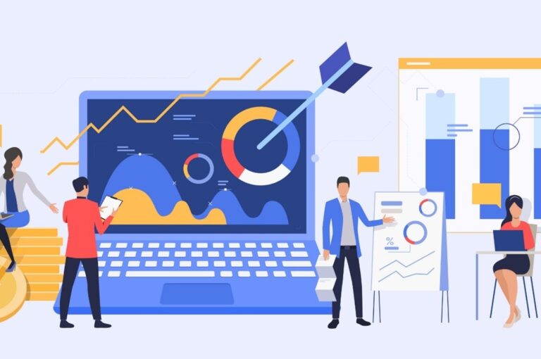 illustration of digital marketers analyzing differences between programmatic and display ads