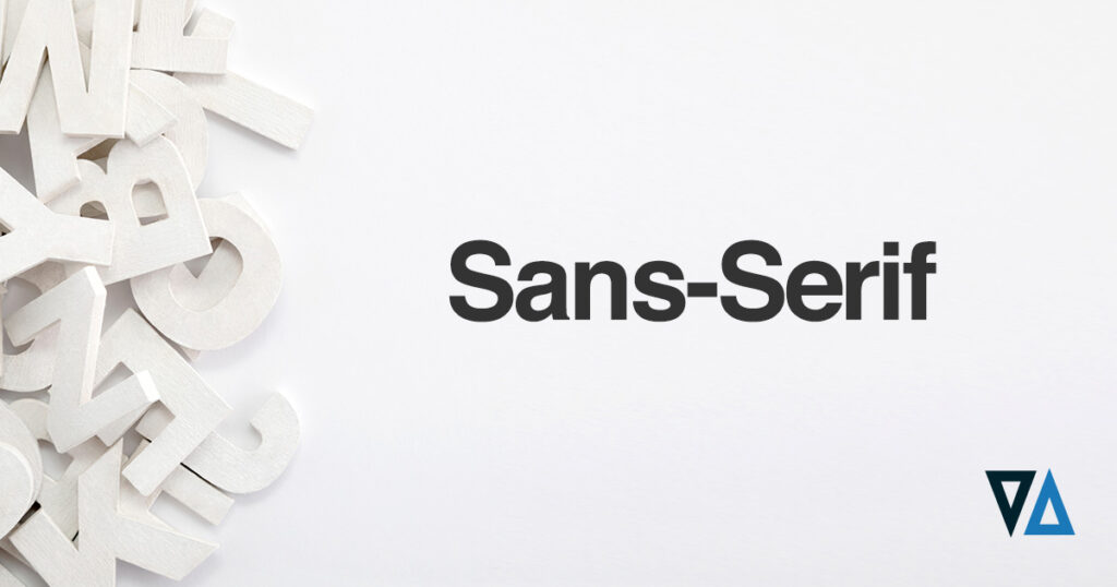 white, block letters piled up next to black letters spelling Sans-serif