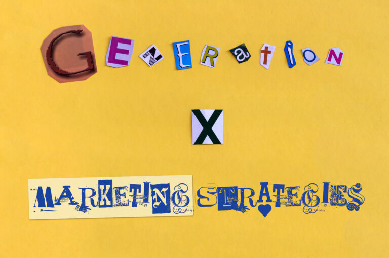 yellow background with cutout letters spelling generation x marketing strategies