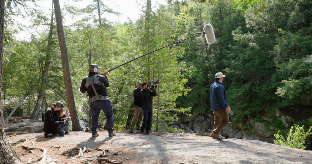 E10K video production team shooting content on a mountain in Lake Placid, NY 