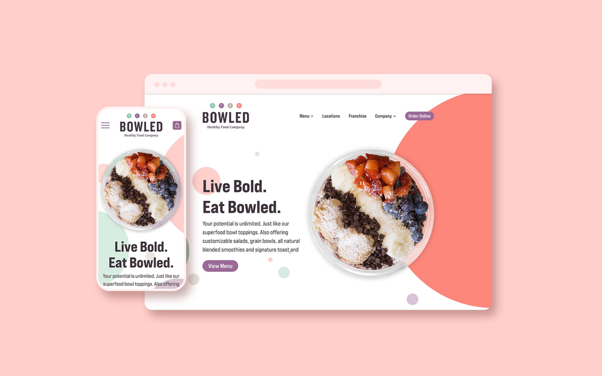 Bowled website; desktop and mobile versions