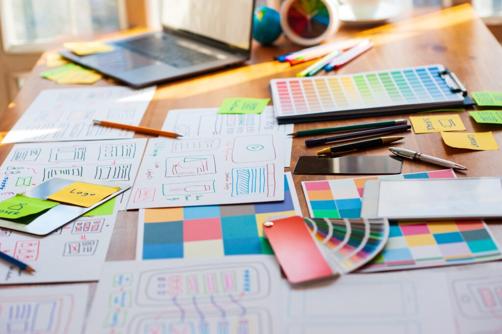 color palettes on table
