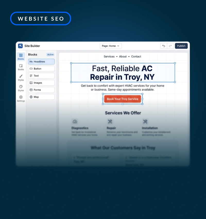 Region-specific landing pages help home service companies scale across regions.